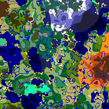 Predicted biome map of Java 26.3 seed 8538210521190311707 around estimated spawn