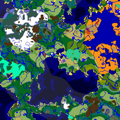 Predicted biome map of Java 26.3 seed -2932961651522111526 around estimated spawn