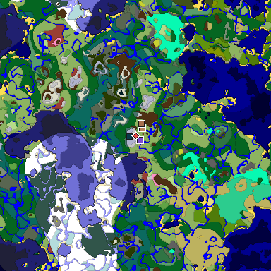 Predicted biome map of Java 26.3 seed 6599899419341165275 around estimated spawn
