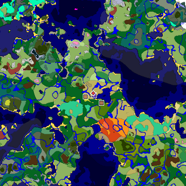 Predicted biome map of Java 26.3 seed 3033547549760623367 around estimated spawn