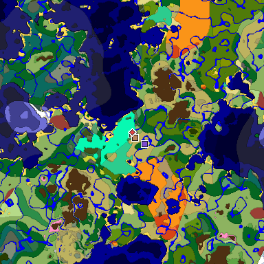 Predicted biome map of Java 26.3 seed -1255994495349771156 around estimated spawn