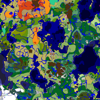 Predicted biome map of Java 26.3 seed -6703356472707590523 around estimated spawn