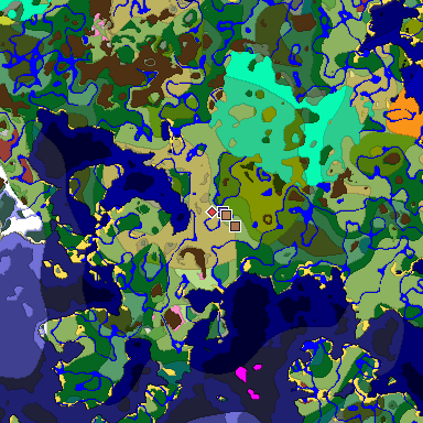 Predicted biome map of Java 26.3 seed 6507422115787062228 around estimated spawn