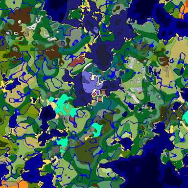 Predicted biome map of Java 26.3 seed 5150822249843372451 around estimated spawn