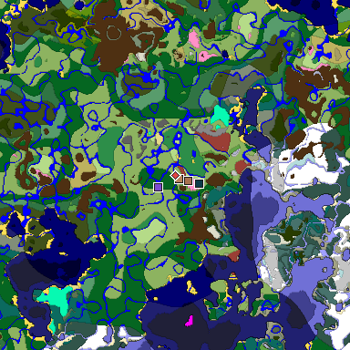 Predicted biome map of Java 26.3 seed 1268362238849841196 around estimated spawn