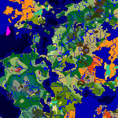 Predicted biome map of Java 26.3 seed 7924016086134725263 around estimated spawn