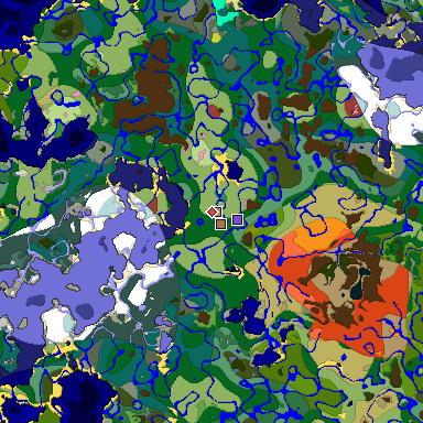 Predicted biome map of Java 26.3 seed -8852943133694289957 around estimated spawn