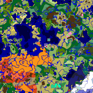 Predicted biome map of Java 26.3 seed -8552485719241909410 around estimated spawn