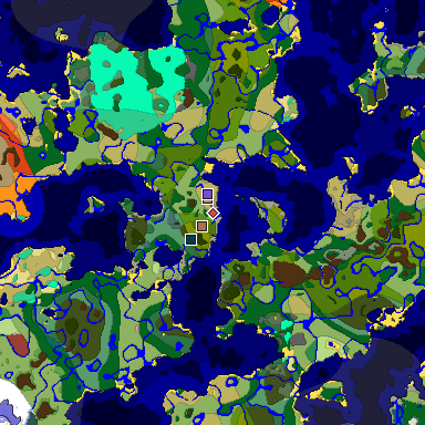 Predicted biome map of Java 26.3 seed 3693810881493157335 around estimated spawn