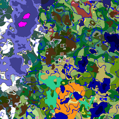 Predicted biome map of Java 26.3 seed -4716468451679896390 around estimated spawn