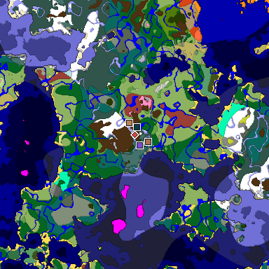 Predicted biome map of Java 26.3 seed -8349893662746702014 around estimated spawn