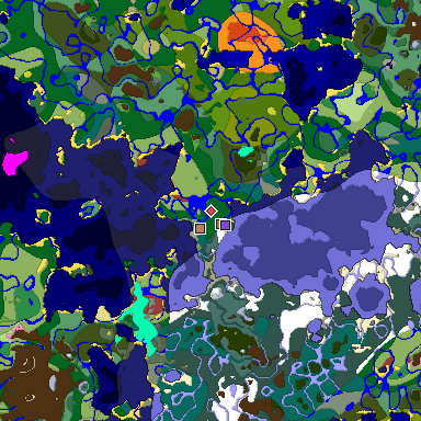 Predicted biome map of Java 26.3 seed 2096507625747925938 around estimated spawn