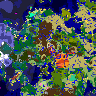 Predicted biome map of Java 26.3 seed 3430135469221711572 around estimated spawn