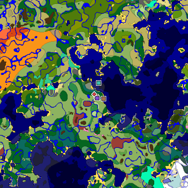 Map of Minecraft seed 8431095256946573075 around spawn