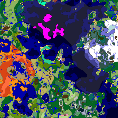 Map of Minecraft seed 2340069972205097286 around spawn