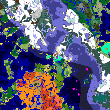 Predicted biome map of Java 26.3 seed 1384985196937810136 around estimated spawn