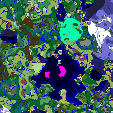Predicted biome map of Java 26.3 seed -1408390279810891223 around estimated spawn