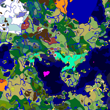 Predicted biome map of Java 26.3 seed -8392496452400182843 around estimated spawn