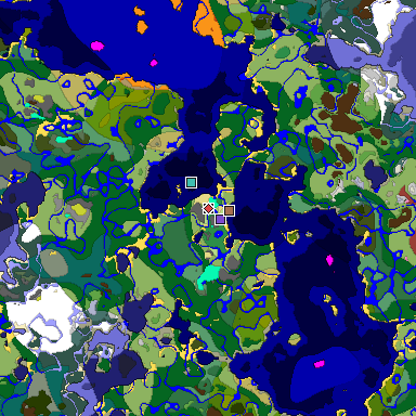 Predicted biome map of Java 26.3 seed -7527903553894502918 around estimated spawn