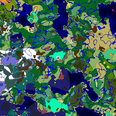 Predicted biome map of Java 26.3 seed -8994700583353778383 around estimated spawn