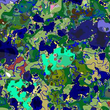 Predicted biome map of Java 26.3 seed -4580930720570684342 around estimated spawn