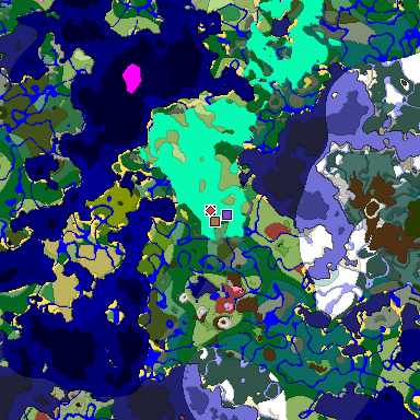 Predicted biome map of Java 26.3 seed -279185384690222324 around estimated spawn