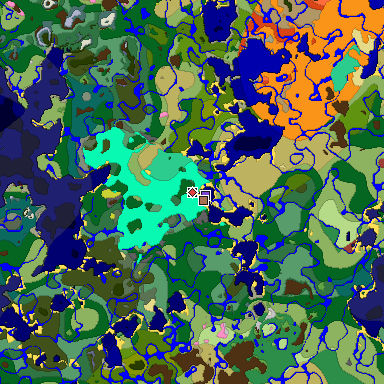Predicted biome map of Java 26.3 seed -3221706203836560633 around estimated spawn