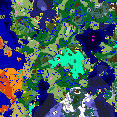 Predicted biome map of Java 26.3 seed -4284435767848188691 around estimated spawn
