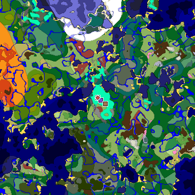 Predicted biome map of Java 26.3 seed 2922404909853151304 around estimated spawn