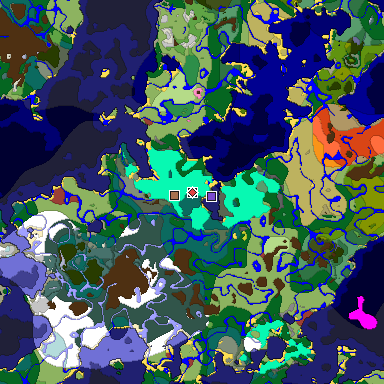 Predicted biome map of Java 26.3 seed 8895945090638147379 around estimated spawn