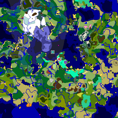 Predicted biome map of Java 26.3 seed 6497270793545712044 around estimated spawn