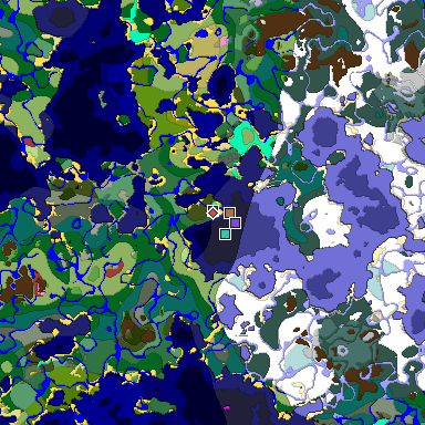 Predicted biome map of Java 26.3 seed -1916845133189876120 around estimated spawn