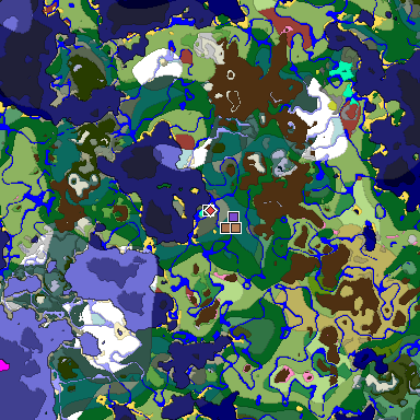 Predicted biome map of Java 26.3 seed 646916515542840477 around estimated spawn