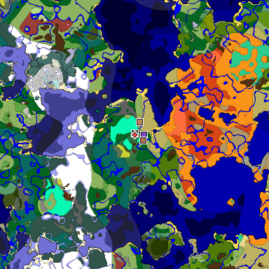 Predicted biome map of Java 26.3 seed 5062502507872663239 around estimated spawn