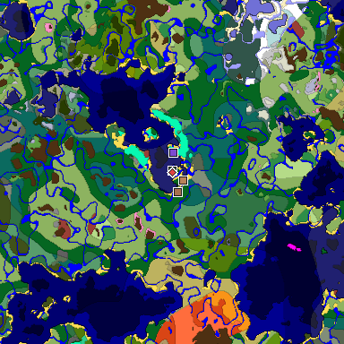 Predicted biome map of Java 26.3 seed 7724921896032004551 around estimated spawn