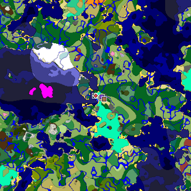 Predicted biome map of Java 26.3 seed 1007405839327390080 around estimated spawn