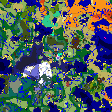 Predicted biome map of Java 26.3 seed 6353855479917258959 around estimated spawn