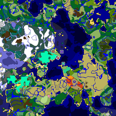 Predicted biome map of Java 26.3 seed 6402056566541205527 around estimated spawn