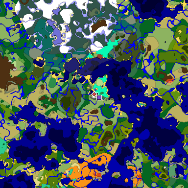 Predicted biome map of Java 26.3 seed 2495654020802181890 around estimated spawn
