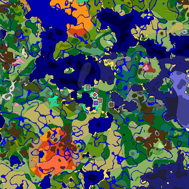 Predicted biome map of Java 26.3 seed -2440570342076319054 around estimated spawn