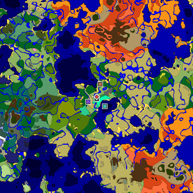 Predicted biome map of Java 26.3 seed 5562886853115205652 around estimated spawn