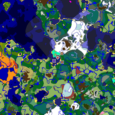 Predicted biome map of Java 26.3 seed 5498929228129984597 around estimated spawn