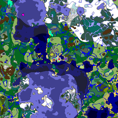 Predicted biome map of Java 26.3 seed -7089962980909323533 around estimated spawn