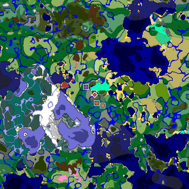 Predicted biome map of Java 26.3 seed 2582091709805363177 around estimated spawn