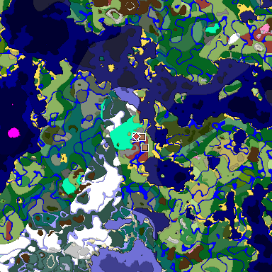 Predicted biome map of Java 26.3 seed -415773555650098747 around estimated spawn