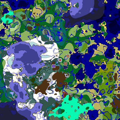Predicted biome map of Java 26.3 seed 7926217176790149292 around estimated spawn