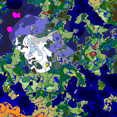 Predicted biome map of Java 26.3 seed -1335089599745947497 around estimated spawn