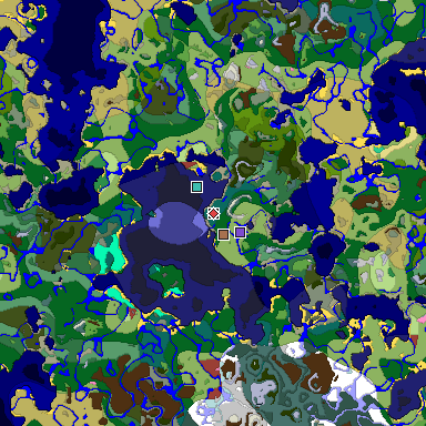 Predicted biome map of Java 26.3 seed 1689452524001288108 around estimated spawn