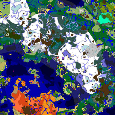 Predicted biome map of Java 26.3 seed -386714102313659447 around estimated spawn