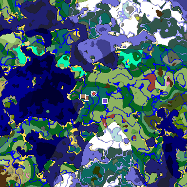 Predicted biome map of Java 26.3 seed -1026601695586760395 around estimated spawn